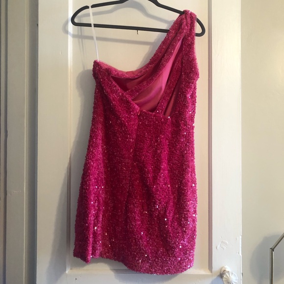 Berlinnova Homecoming Prom Special Occasion Pink Sequin Sparkle Mini Dress - Picture 3 of 6